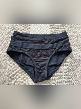 Women's Black Crochet High-Waist Bikini Bottom size 6 full coverage
